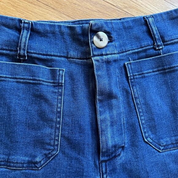 Maeve Anthropologie The Colette Wide Leg Cropped Jeans Denim Blue Size 30 Boho - Picture 3 of 10